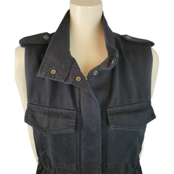 Aritzia Talula Yerwood Utility Vest Flap Pockets Drawstring Waist Epaulet - Picture 5 of 12
